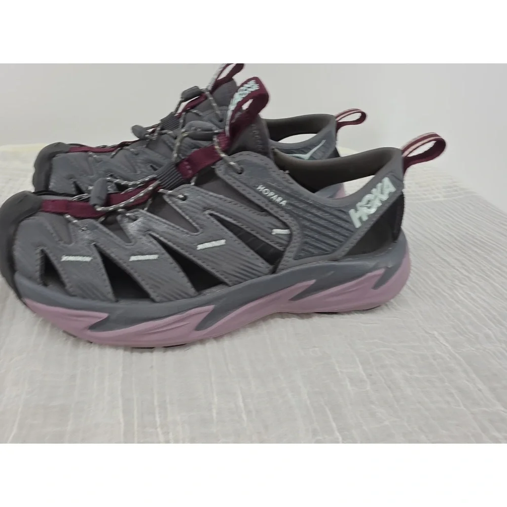 HOKA Hopara Outdoor Mountain Sandals Castlerock Elderberry Gray PurpleWomens 8.5